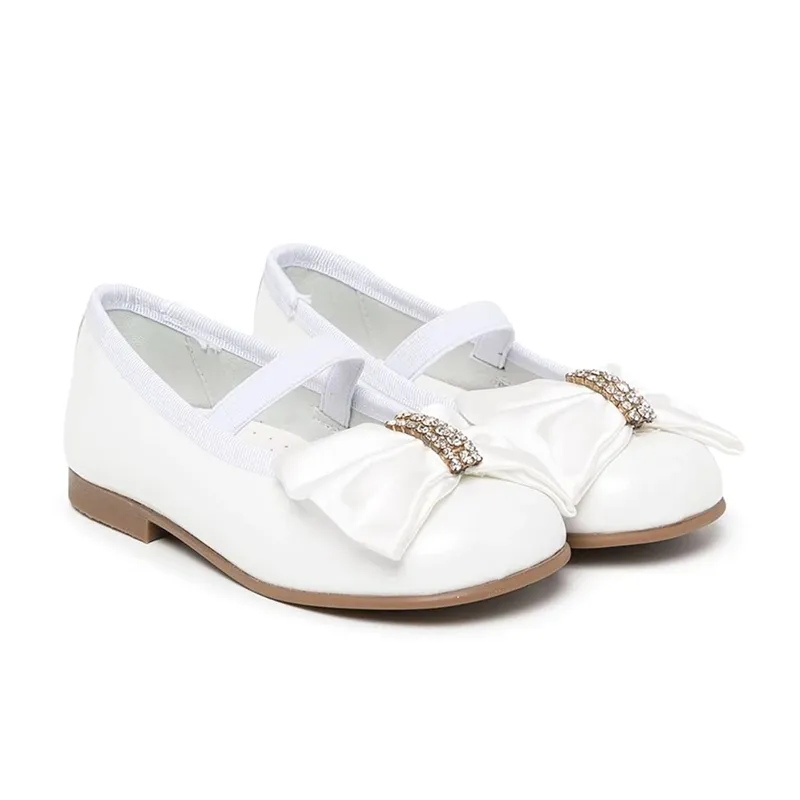 Pure kids Italian style church children dress shoes wedding party shoes formal leather girls shoes white bow fashion summer OEM