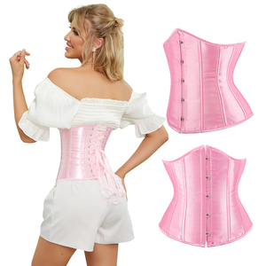 Corsets grande taille femme Bustier Bodyshaper haut adulte Satin sous le buste taille entraînement <span class=keywords><strong>Corset</strong></span> <span class=keywords><strong>noir</strong></span> blanc rouge bleu violet rose - Product Image 2