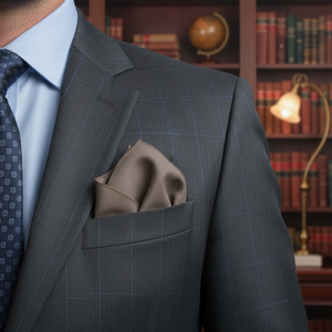 Pañuelo de bolsillo Oxford de algodón estampado en marrón café lechoso para hombre, talla única, accesorio de vestimenta - Product Image 3