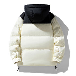 Chaqueta con Cremallera para Hombre, Cómoda y Transpirable, Diseño Clásico con Costuras en Contraste y Efecto de Tinta Salpicada, Abrigo con Capucha a Prueba de Viento - Product Image 2