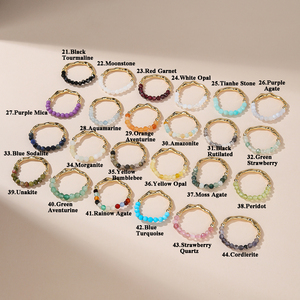 Facettierte Edelstein 3mm Perlen Ringe Heilkristalle Quarz Turmalin Amethyst Lapis Gold Anhänger Elastischer Ring Trendiger Schmuck - Product Image 3