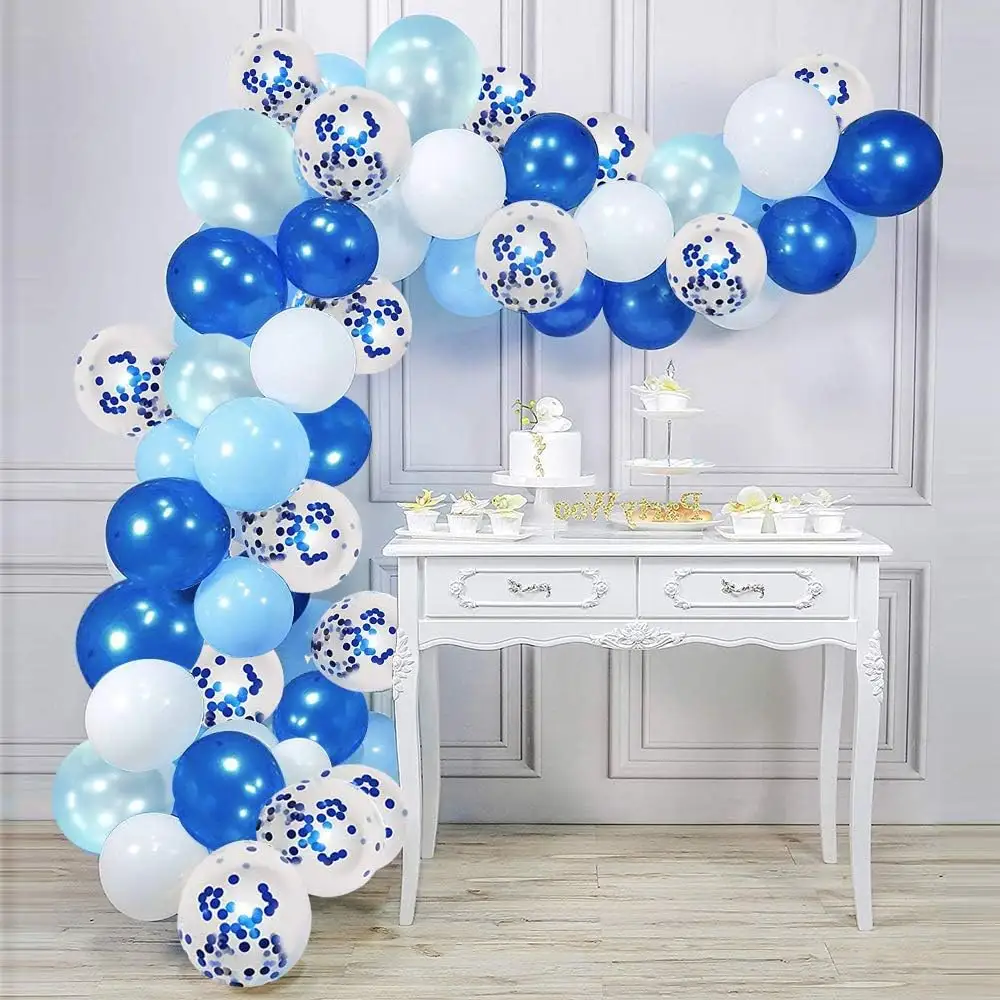 रॉयल ब्लू कंफ़ेद्दी लेटेक्स गुब्बारे 12 इंच जन्मदिन गुब्बारे सेट पार्टी सजावट गुब्बारे सेट शादी की पार्टी की आपूर्ति