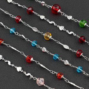 APAN and OREA-pulsera con <span class=keywords><strong>cuentas</strong></span> de corazón de cristal <span class=keywords><strong>para</strong></span> mujer, brazalete pequeño de acero inoxidable, decoración de verano - Product Image 5