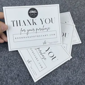 Carte cadeau personnalisée de haute qualité papier mat impression carte de remerciement blanche personnalisée avec logo