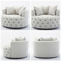 Ensemble de 2 fauteuils en velours modernes pour meubles de salon Fauteuil d'appoint de luxe pour salon Modèles de fauteuils ronds et pivotants surdimensionnés