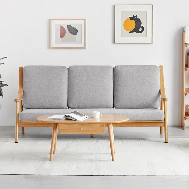 Modern Wooden Design Living Room 3 Seat Sofa
