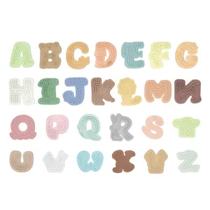 Alfabeto ABC para mordidas, brinquedo essencial para educação de crianças, presente educacional pré-escolar, silicone de qualidade alimentar, letras maiúsculas do alfabeto ABC