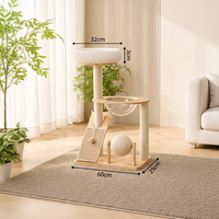 Tempat Tidur Kucing 2 in 1 Tiang Garukan Sisal Tahan Lama dengan Mainan Bola Bulu untuk Anak Kucing, Rangka Panjat Dalam Ruangan, Mainan Kucing, Pohon Kucing