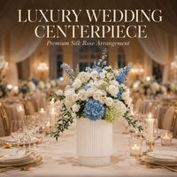 Arrangement floral artificiel d'hortensias bleus et blancs, centre de table en soie pour décoration de mariage