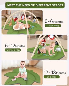 <span class=keywords><strong>Tapis</strong></span> de jeu pour bébé en forme de feuille avec 8 jouets suspendus <span class=keywords><strong>Tapis</strong></span> pour bébé de 0 à 18 mois <span class=keywords><strong>Tapis</strong></span> de jeu pour bébé pour jouer au <span class=keywords><strong>sol</strong></span> Jouets Tummy Time - Product Image 3