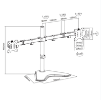 Support de moniteur double avec support de moniteur vertical et bras articulés Support d'écran d'ordinateur pour 2 écrans Bras de moniteur