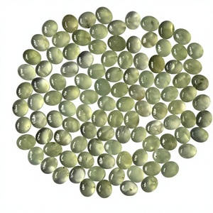 Cabochon rond en préhnite naturelle, pierre précieuse verte pour la fabrication de bijoux, vente en gros - Product Image 1