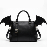 Sac à bandoulière en cuir PU de qualité supérieure, style punk rock, sac à bandoulière de style Dark Academia, nouveau modèle 2026, noir, ailes de chauve-souris