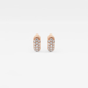 Pendientes de aro tipo huggie con segundo piercing, con diamante redondo cultivado en laboratorio de 1/5 ct, joyería elegante y minimalista para uso diario - Product Image 1