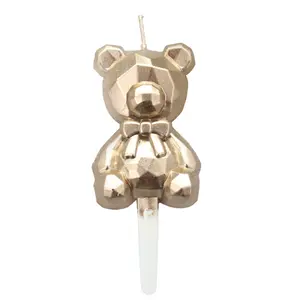 Simpatico cartone animato candele per orso con diamanti decorazioni per torte di compleanno per feste per bambini