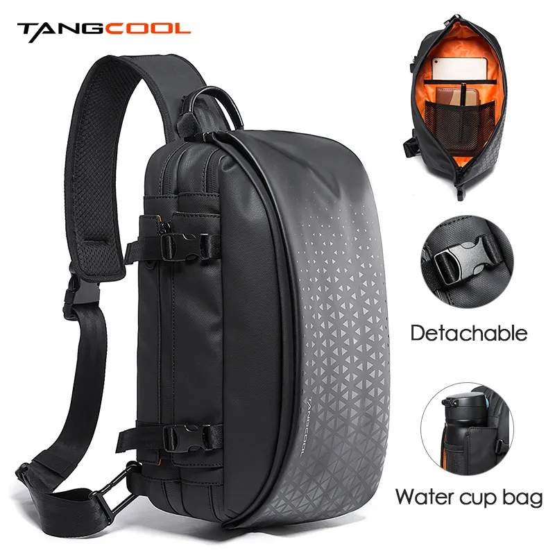 2020 factory new cheap orange waterproof travel brand men fashion sling bag man leather women men sling bag