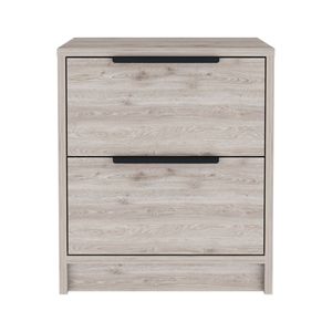 Nightstand Cervants Two Drawers Metal Handle <b>Light</b> Gray Finish Bedroom Storage - Product Image 5