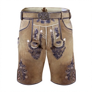 Pantalones Cortos de Gamuza Genuina para Hombre, Estilo Vintage, Tradicionales Bávaros, Bordados, para el Oktoberfest - Product Image 1