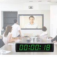 Horloge murale numérique multifonctionnelle à affichage LED de 2,3 pouces à 6 chiffres, affichage 12/24 heures, minuterie de compte à rebours pour usage intérieur, bureau, étude