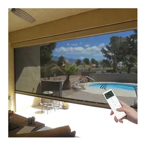 Motorized waterproof patio blinds shades Motor zip track clear pvc balcony outdoor blinds