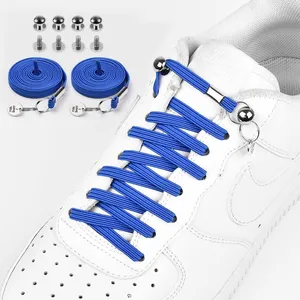 2023 Flat Shoelace For Kids And Adult Leisure Sneakers Unisex No Tie Shoelaces One Hand Quick Metal Locking Lazy Laces
