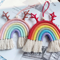 Décor de pépinière fait à la main macramé coton tissé coloré gland arc-en-ciel tenture murale enfants chambre décoration