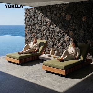 Chaise longue réglable en teck pour <span class=keywords><strong>piscine</strong></span> de complexe hôtelier, résistante aux intempéries - Product Image 4