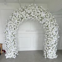 Arrangement floral artificiel en forme de U en soie blanche, rose, pour décoration de fond de mariage, événement, fête