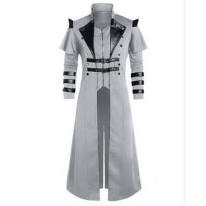 Costumes de Cosplay de dessin animé médiéval BAIGE vêtements pour hommes, veste longue noire Vintage gothique Steampunk Trench <span class=keywords><strong>Noble</strong></span> Knight - Product Image 4