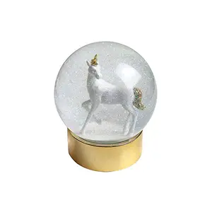 Polyresin Classic Animal salvaje Snow Glass Globe Unicorn Gifts figura de caballo en Base dorada redonda al por mayor