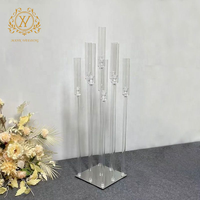 Bougeoir Acrylique Pas Cher, Candélabre Moderne Simple en Acrylique à 9 Bras pour Centres de Table de Mariage