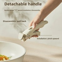 Ensemble d'ustensiles de cuisson antiadhésifs en granit personnalisables en usine, avec poignée amovible, pour cuisinières à gaz et à induction, comprenant une casserole antiadhésive et un ensemble de poêles plates