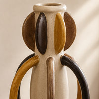 Vase à fleurs en céramique moderne, blanc cassé caramel, motif géométrique en boucle, pour table console, décoration intérieure