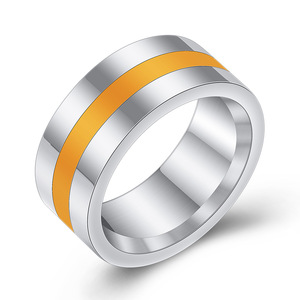 Anillo Minimalista de Acero Inoxidable de 8mm con Resina Epoxi Multicolor, Forma Geométrica, Joyería Moderna para Mujer, Regalo - Product Image 3