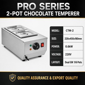 เครื่องละลายช็อกโกแลตแบบสองถาดไฟฟ้าเชิงพาณิชย์ 220V 0.6kW เครื่องอุ่นช็อกโกแลตแบบตั้งโต๊ะสำหรับร้านกาแฟ เบเกอรี่ และร้านขนมหวาน - Product Image 6