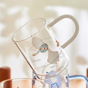 Verre coloré avec poignée, transparent, grande capacité, tasse à thé, tasse à jus, tasse à boisson, design élégant - Product Image 4