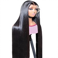 Perruque brésilienne de 40 pouces, lisse, avec dentelle frontale 13x4, densité 200%, sans colle, pré-épilée, dentelle HD transparente pour femmes noires