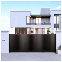 Puerta Corredera Vertical Moderna de Aluminio Negro, Puerta de Entrada Automática para Viviendas y Propiedades Residenciales, Seguridad