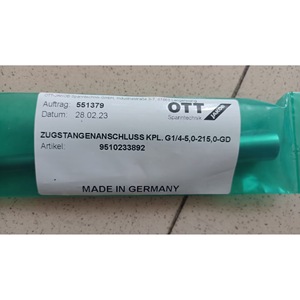 OTT-JAKOB <b>Extension</b> <b>Rod</b> 9510233892 G1/4-5,0-215,0-GD Made In Germany - Product Image 1