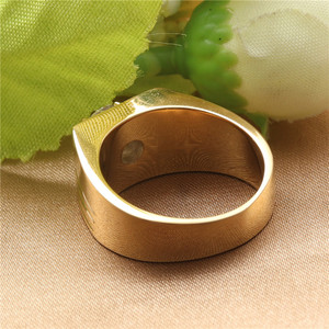 Fashionable <b>Titanium</b> Steel <b>Ring</b> With Round Gemstone Prong Setting For Women Birthday Jewelry Gold Color Geometric Design - Product Image 2