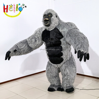 Costume de mascotte de gorille gonflable gris, personnage de dessin animé pour adultes