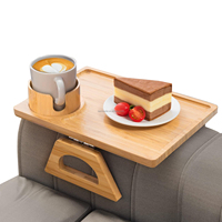 Accoudoir en bois de bambou Plateaux de bras de canapé Table d'appoint pliante antidérapante Plateau de bras de canapé en bambou avec plateau amovible supplémentaire pour télécommande de boisson