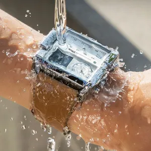 <span class=keywords><strong>Reloj</strong></span> <span class=keywords><strong>de</strong></span> Cuarzo para Hombre Mark Fairwhale, Esfera Cuadrada y Redonda Combinadas, <span class=keywords><strong>Tres</strong></span> Zonas Horarias, Caja <span class=keywords><strong>de</strong></span> Acero <span class=keywords><strong>de</strong></span> 50 mm, Correa <span class=keywords><strong>de</strong></span> Cuero, <span class=keywords><strong>Reloj</strong></span> Deportivo <span class=keywords><strong>de</strong></span> Pulsera - Product Image 2