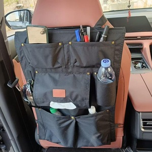 Bolsa de almacenamiento para respaldo de asiento de coche, capacidad extra grande, 4-7 bolsillos con asa para organización del asiento trasero del coche, color caqui - Product Image 2