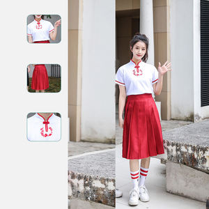 Tenue scolaire de style chinois rouge, nouvelle collection, vêtements de scène, vente en gros, uniformes pour collégiens et lycéens - Product Image 4