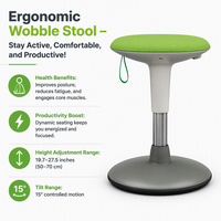 Tabouret ergonomique pour adultes, chaise de bureau réglable en hauteur pour le télétravail