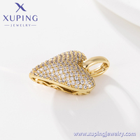 Bijoux Xuping, pendentif en forme de cœur de style hip-hop, plaqué or 14 carats, serti de pierres brillantes