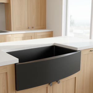 Lavello da Cucina Nero Stile Rustico 30x21x10 con Frontale a Grembiule, Vasca Singola in Acciaio Inossidabile Finitura Opaca - Product Image 2