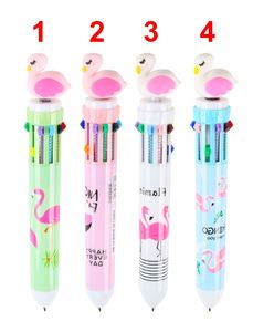 10 in 1 Multi-color Lovely Flamingo Cartoon Student Ballpoint <b>Pens</b> Wholesale Retractable Plastic Custom Logo Print Manufactures - Product Image 6
