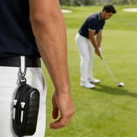 Étui de rangement pour balles de golf en cuir véritable de qualité supérieure, durable, à texture crocodile, imperméable et écologique, avec pochette pour tee pour golfeurs